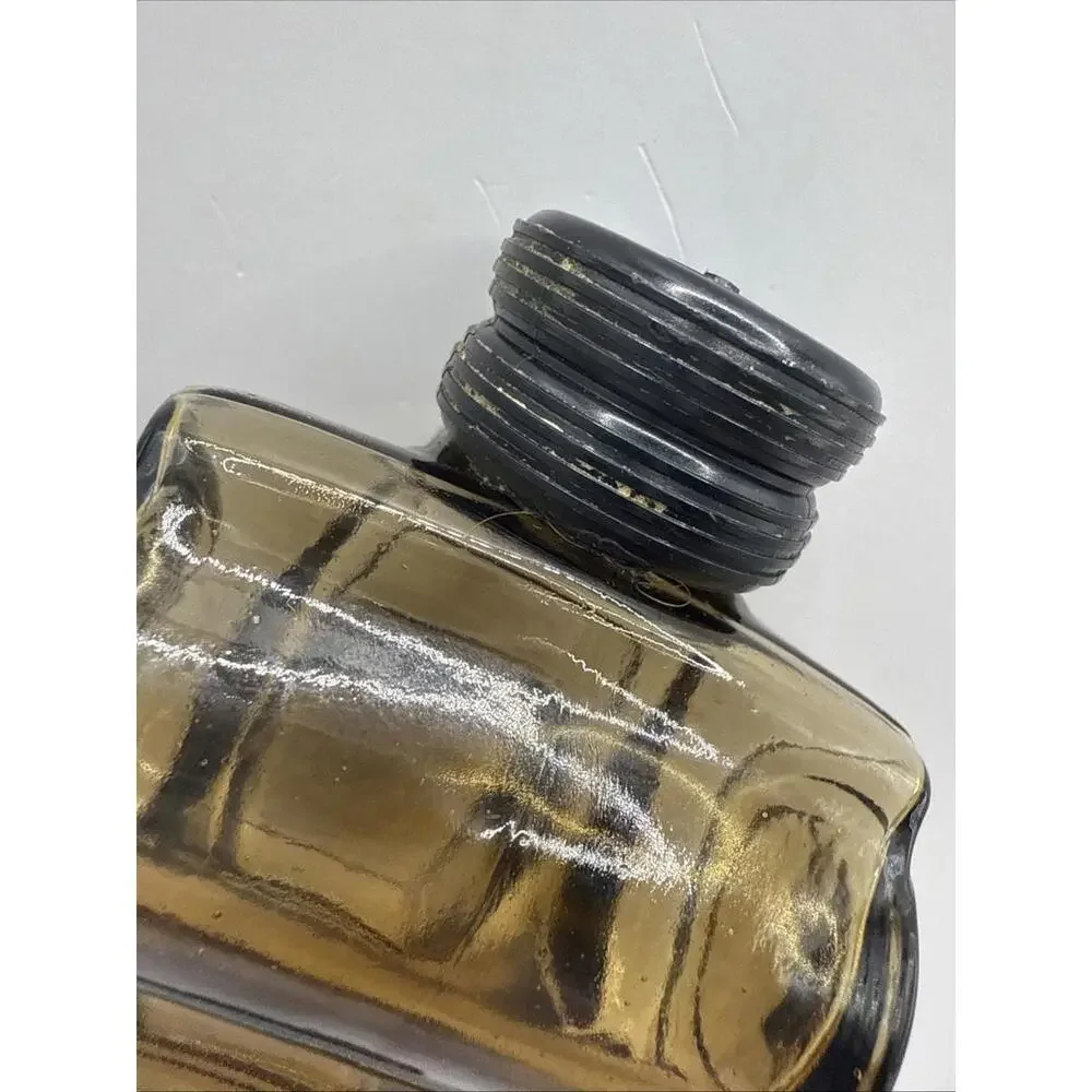Vintage Avon Sterling Six Leather After Shave Car Amber Glass Decanter 1970